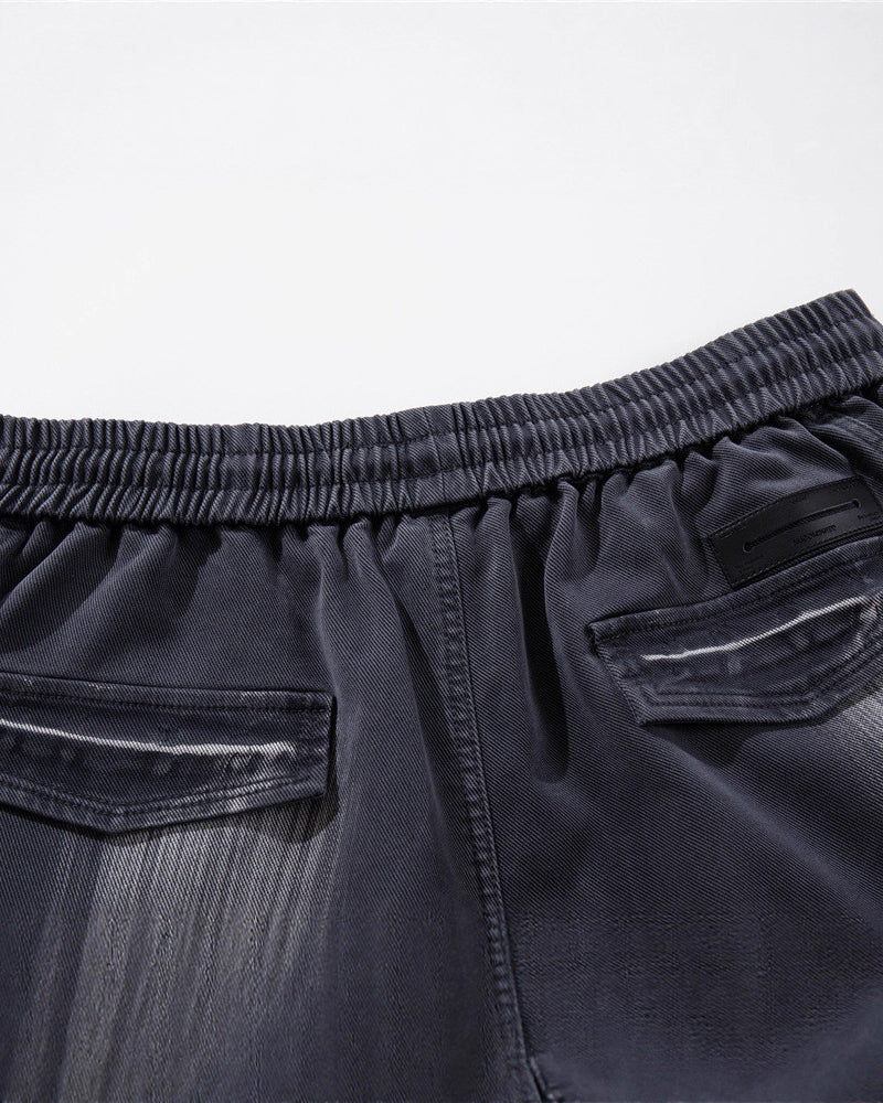 Distressed multi-pocket sweatpants