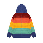 復古彩色條紋連帽開衫