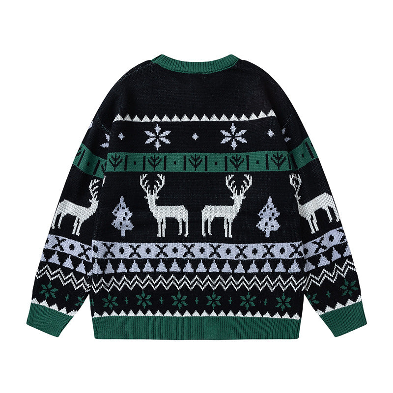 復古情侶聖誕拼色毛衣