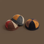 復古燈芯絨拼色帽