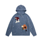 레트로 버섯 후드 스웨터