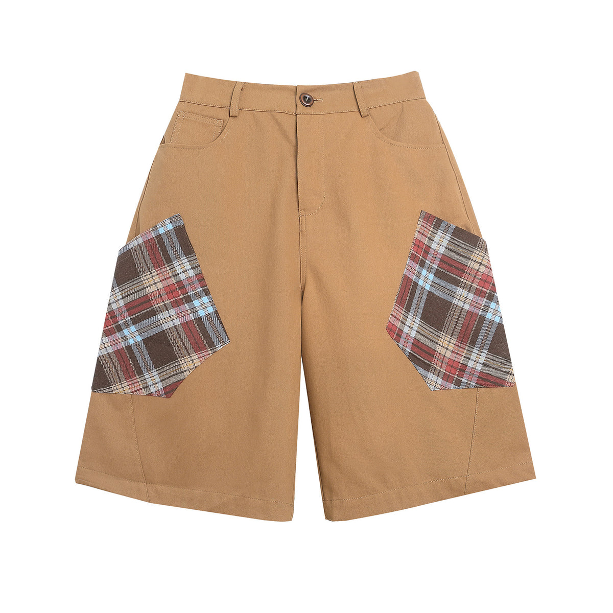 Simple patchwork plaid shorts
