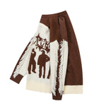 Retro contrasting raw edge crew neck sweater