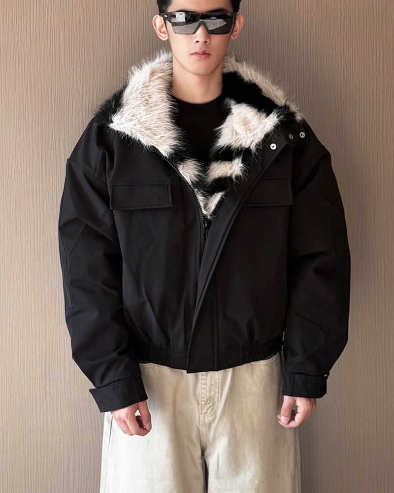 Zebra-print cotton coat