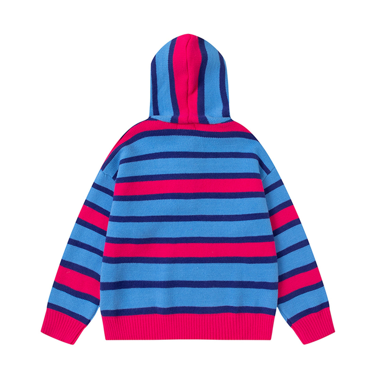 復古撞色連帽毛衣