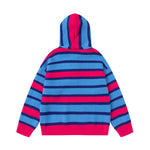 復古撞色連帽毛衣