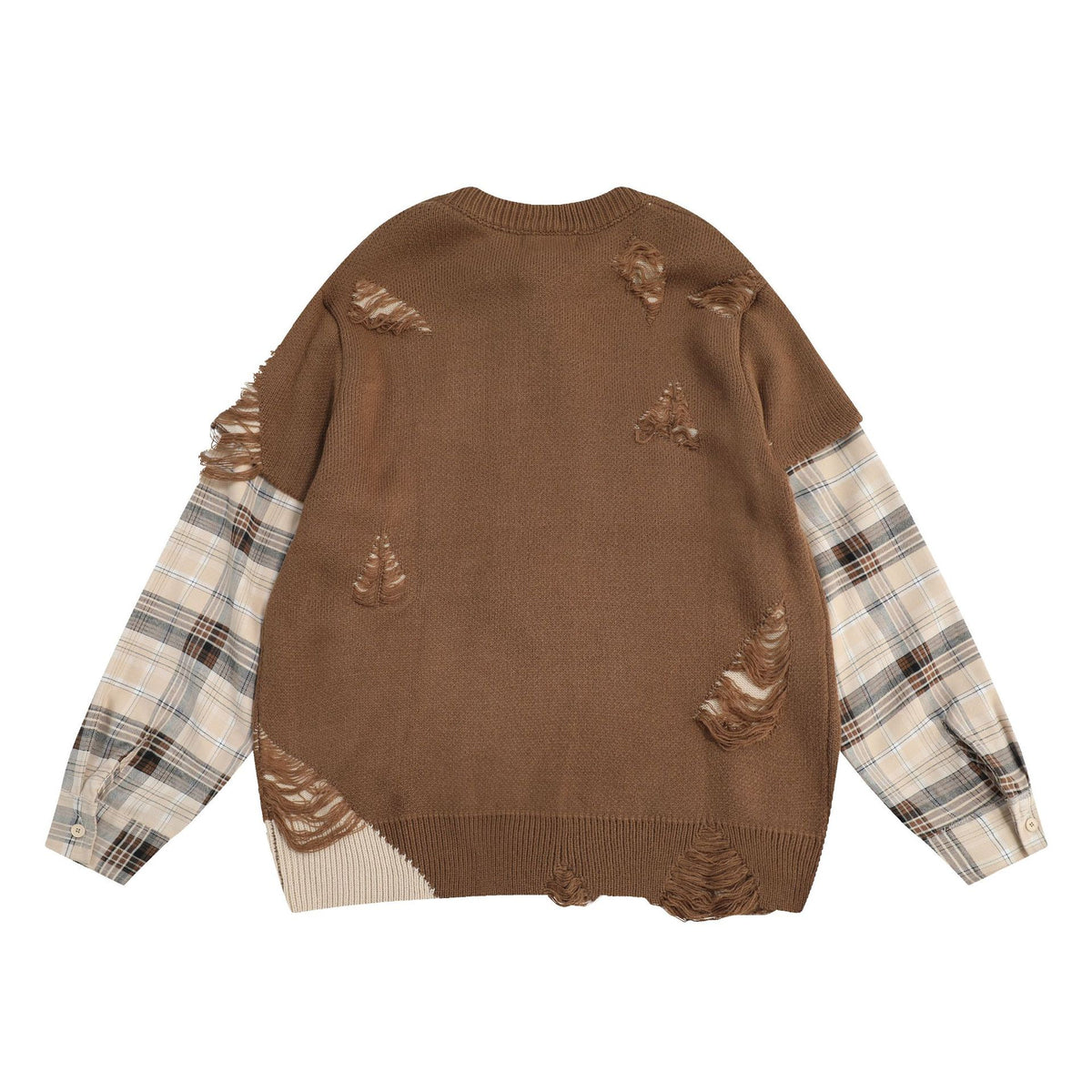 Retro patchwork fake two-piece knitted sweater