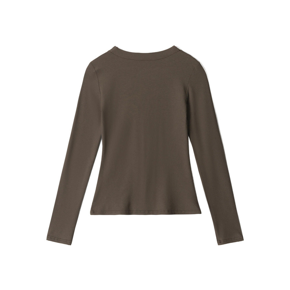 라운드넥, 슬림핏, 긴팔 상의 (여성용)