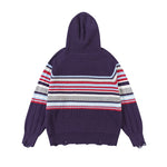 復古撞色條紋連帽衛衣