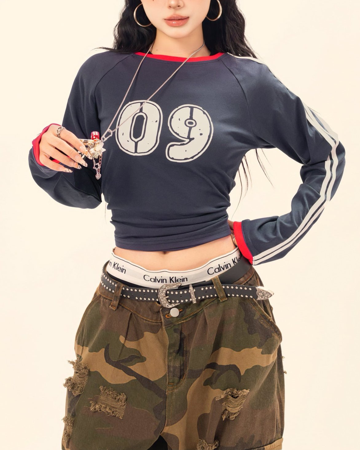 復古辣妹印花長袖(女款)