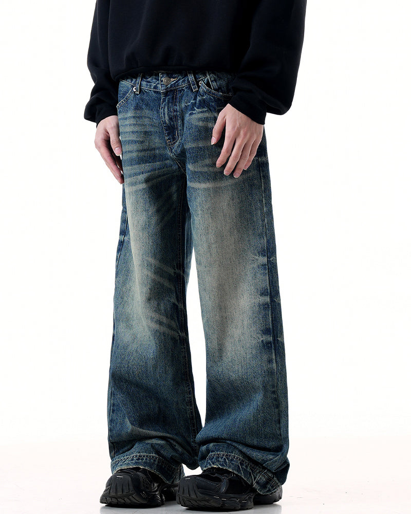 Washed straight jeans