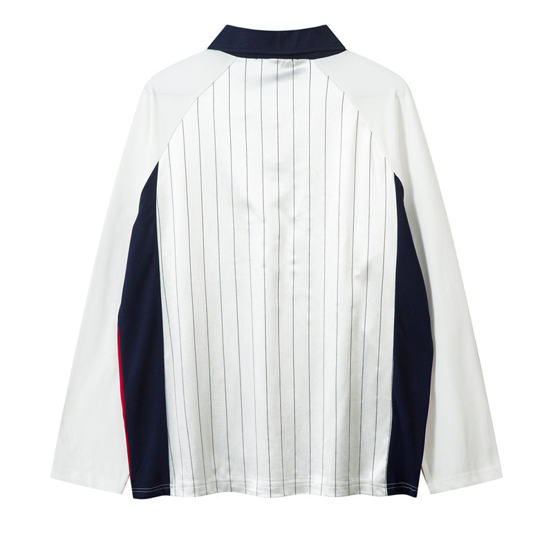 Retro sports contrast color long-sleeved jersey