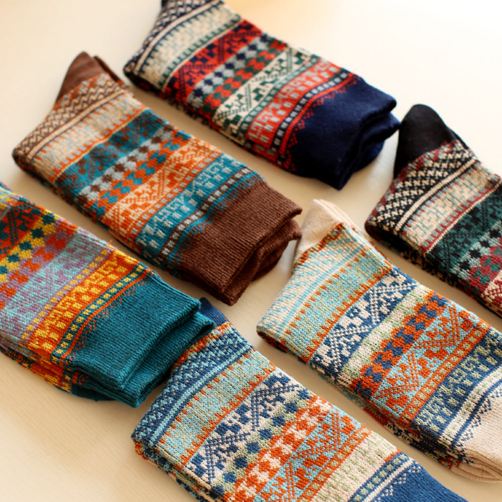 復古針織中筒襪