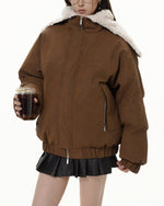 Retro hooded fur coat