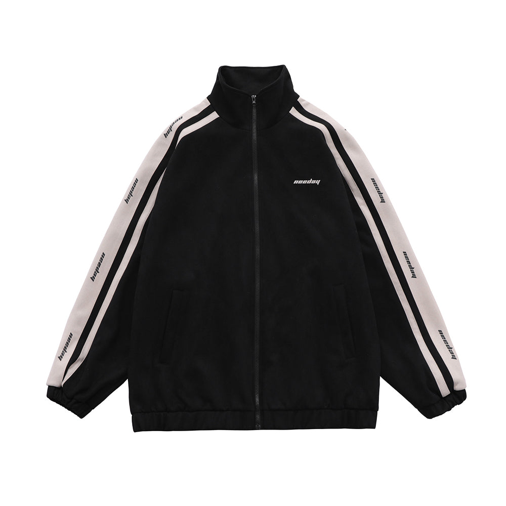 撞色條紋寬鬆外套