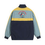 Contrast color patchwork stand collar reversible jacket