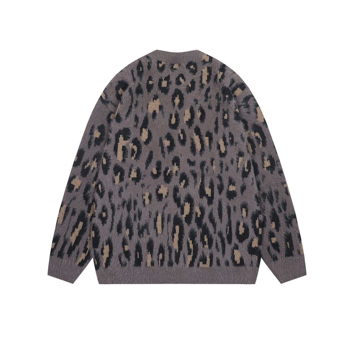 復古豹紋開衫毛衣