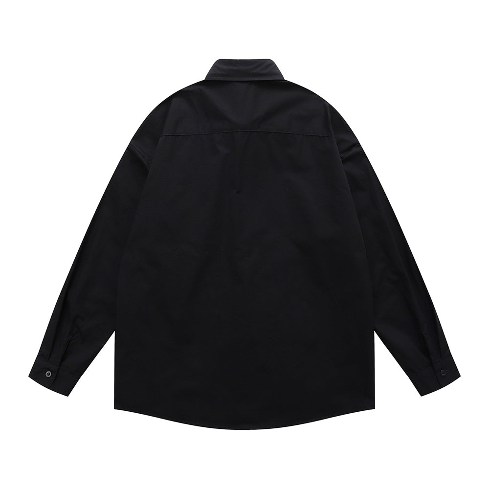 Vintage butterfly print long-sleeved shirt