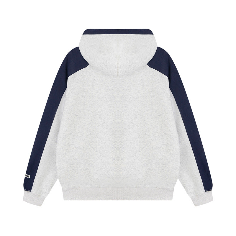復古撞色連帽衛衣