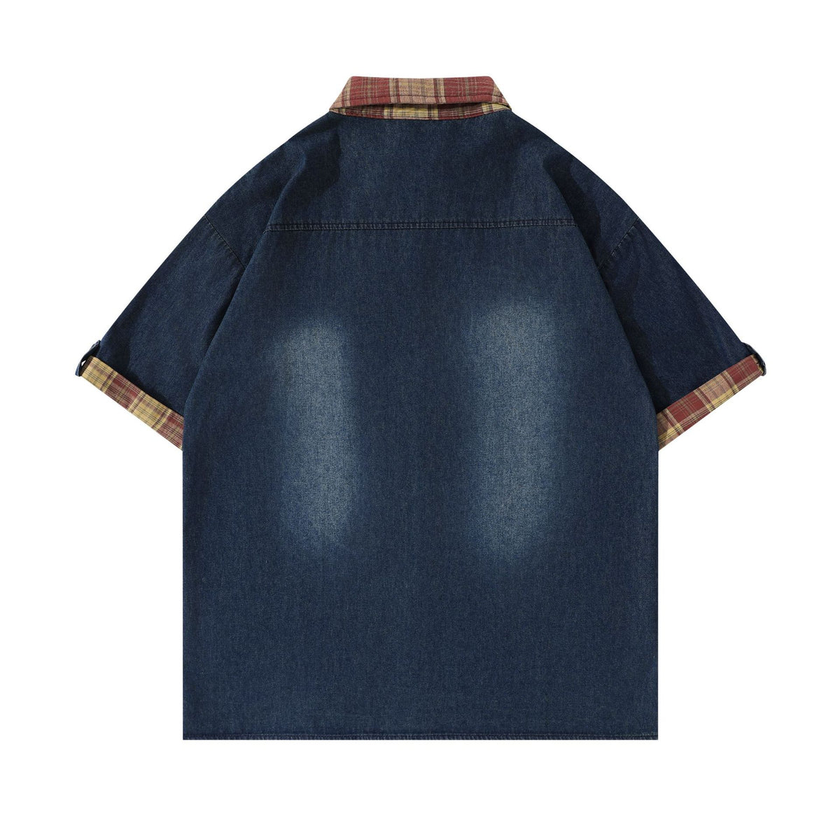 American retro gradient denim tie shirt