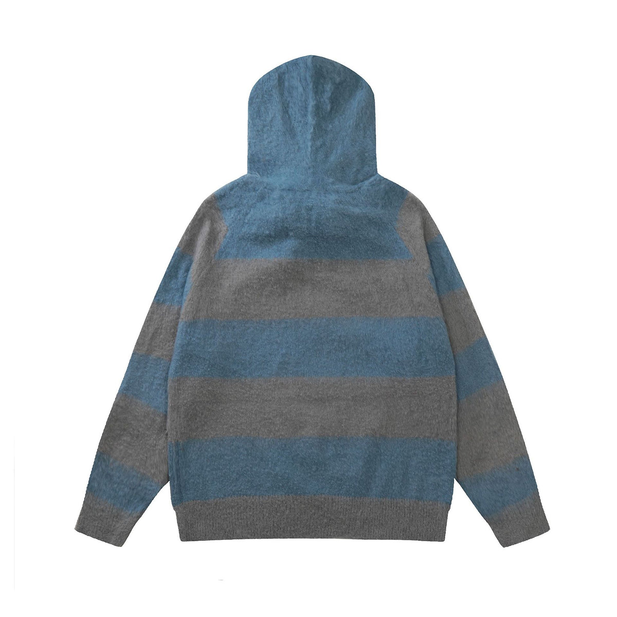 Retro hooded colorblock pullover sweater