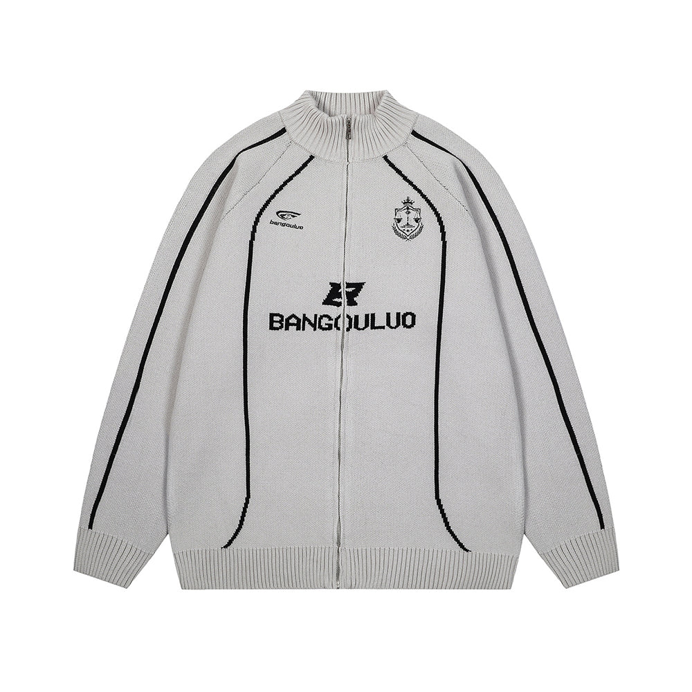 모터사이클 스타일 카디건 스웨터