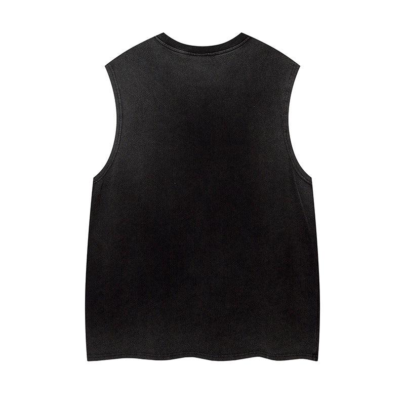 Washed solid color sleeveless vest