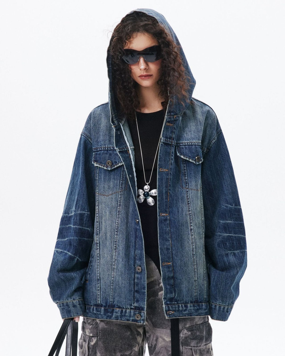vintage denim hooded jacket