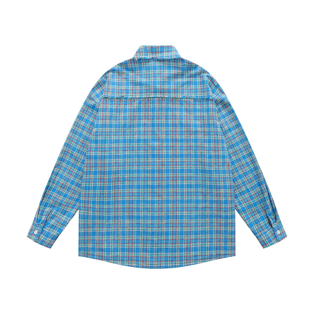 embroidered paneled long-sleeved shirt