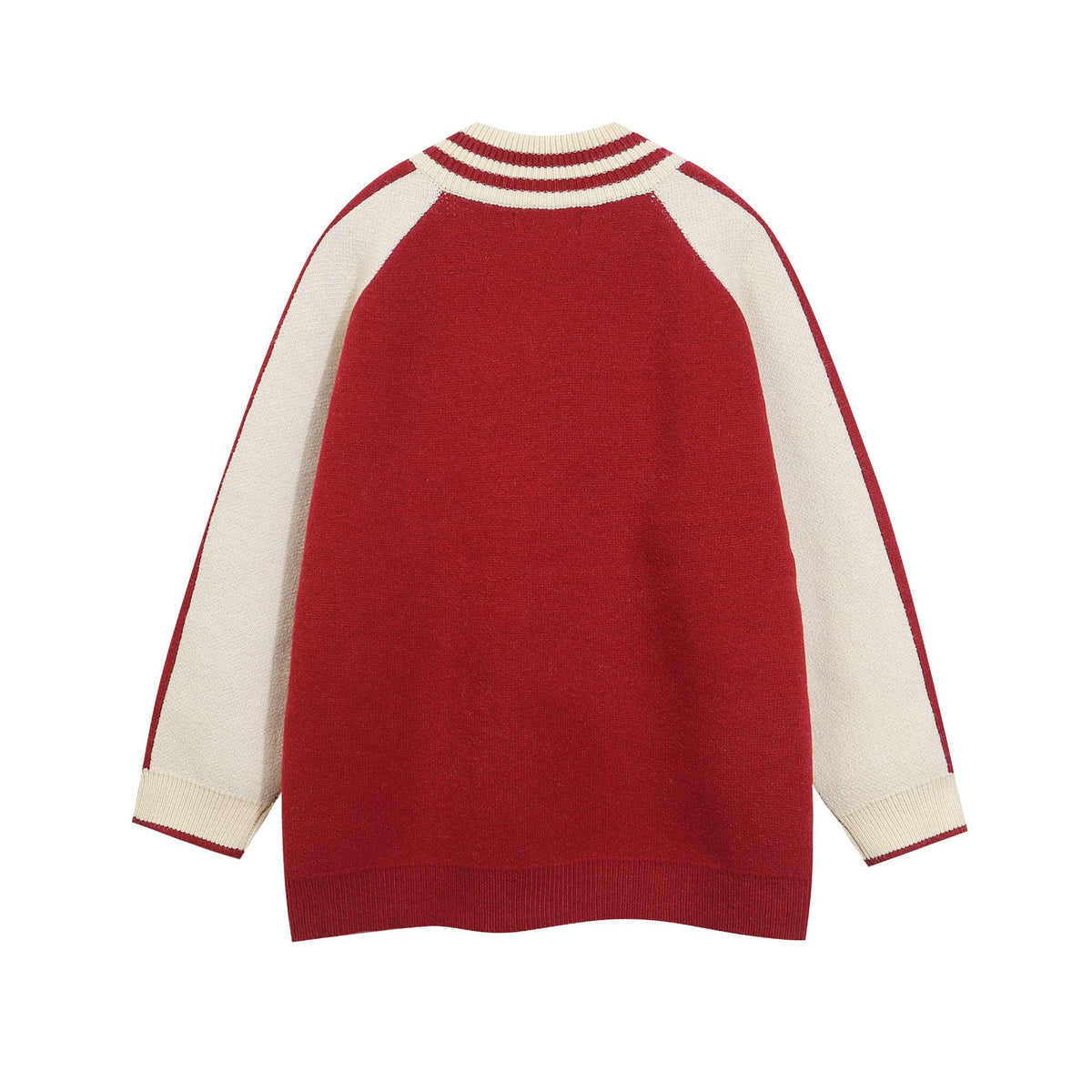 復古拼色刺綉立領針織外套