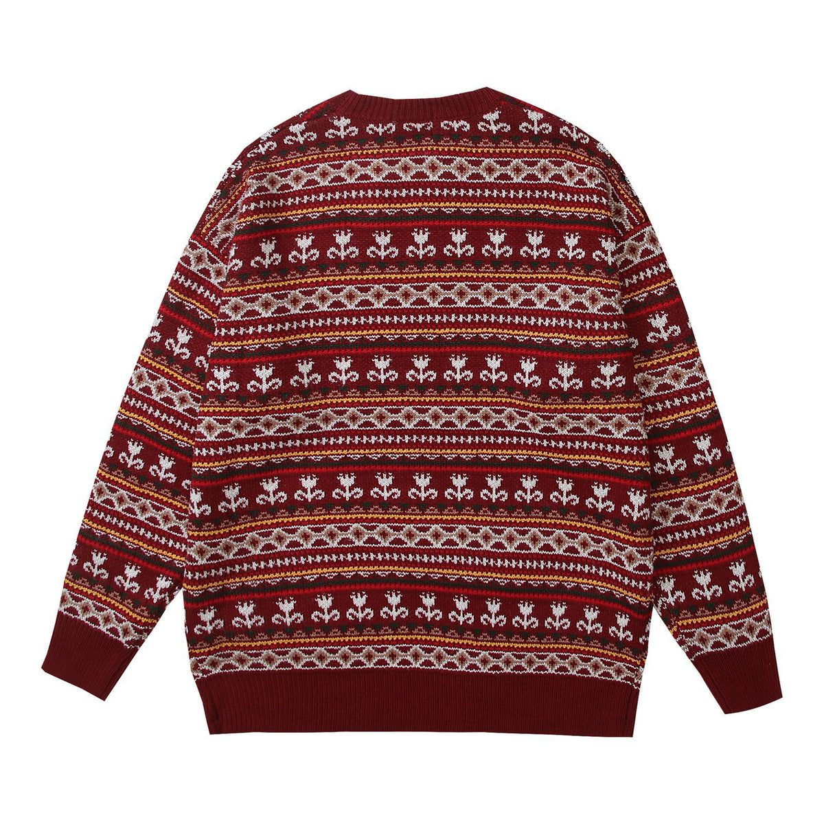 Vintage jacquard crew neck sweater