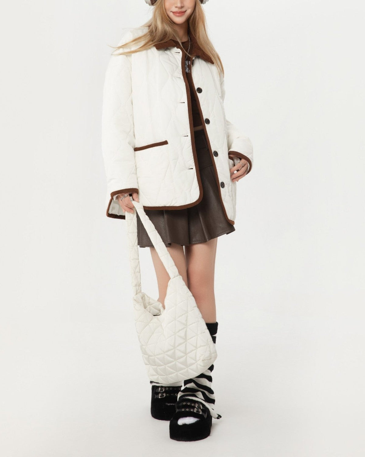 Retro contrast color simple cotton jacket