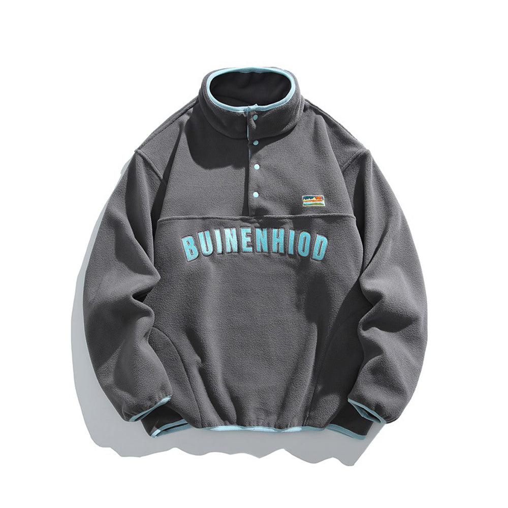 Casual stand-up collar fleece-lined sweatshirt