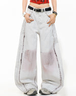 Retro loose curved trousers