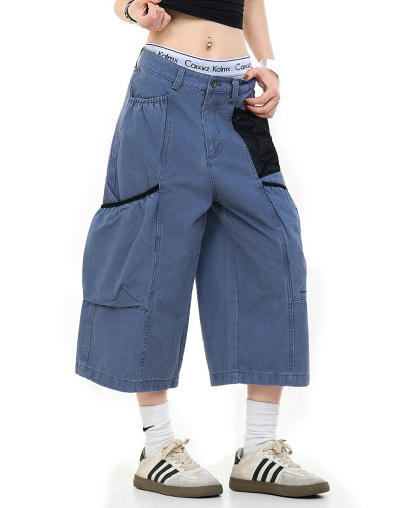 Patchwork casual five-point shorts