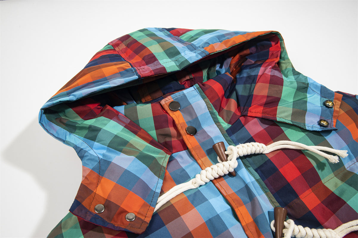 Contrast color plaid jacket
