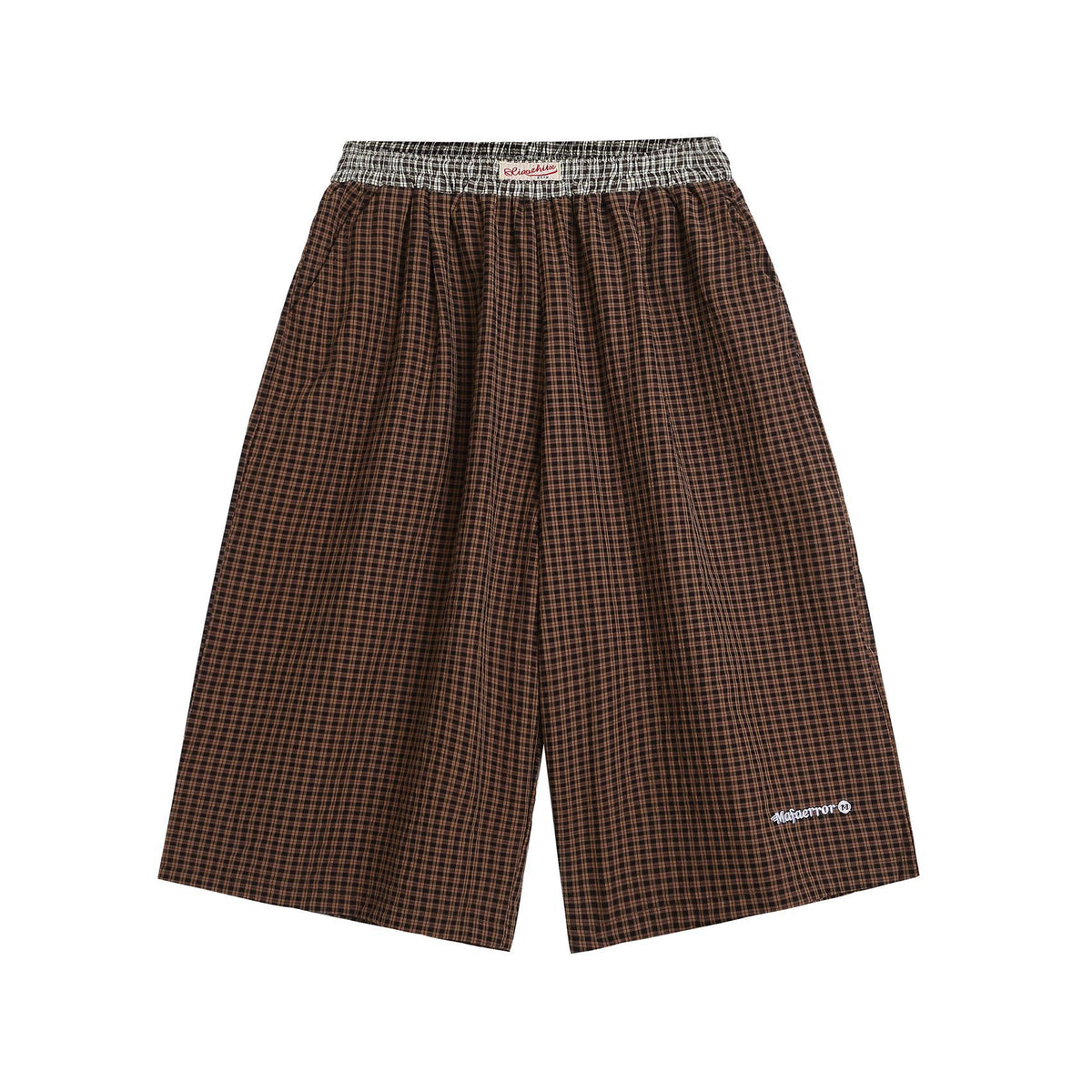 Panelled contrast plaid shorts