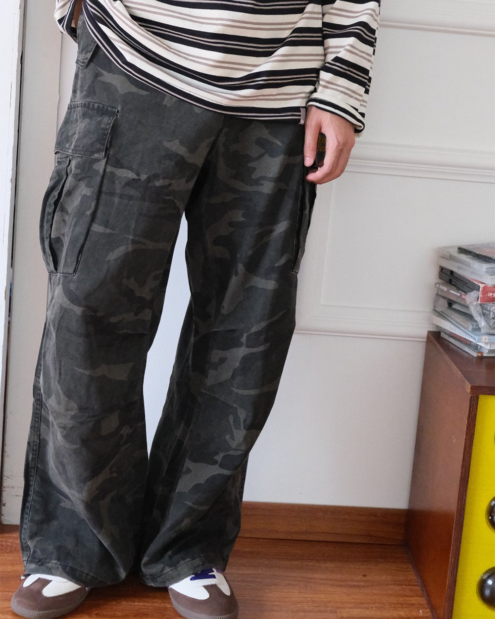 Retro versatile straight-leg camouflage overalls