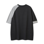 Contrast color stitching couple short sleeves