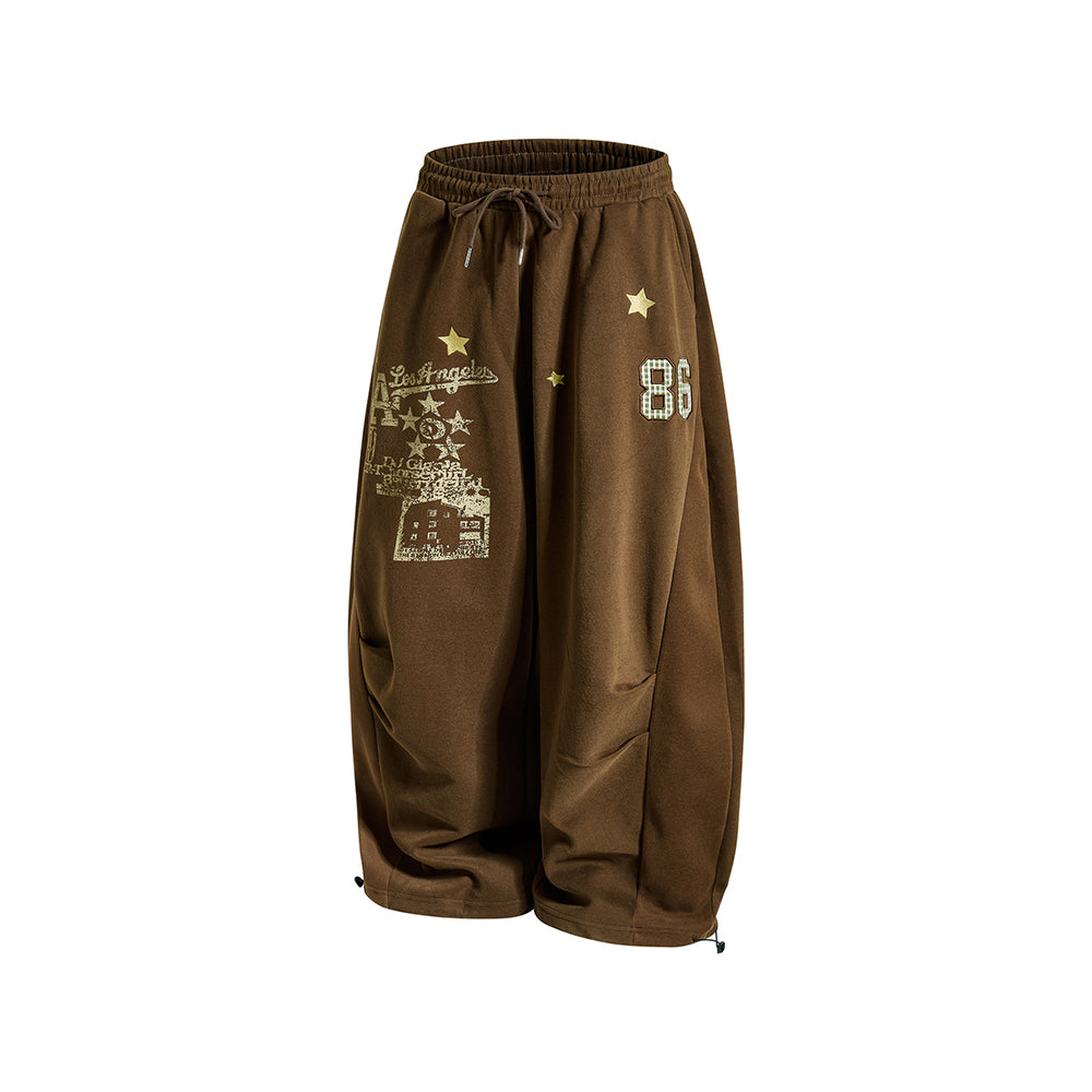 復古字母休閑褲