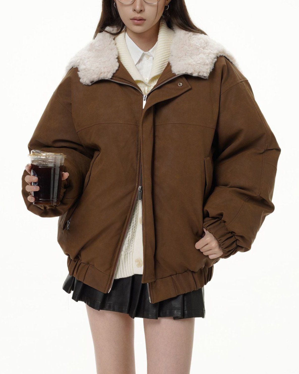 Retro hooded fur coat