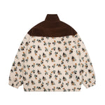 Retro contrasting floral thickened jacket