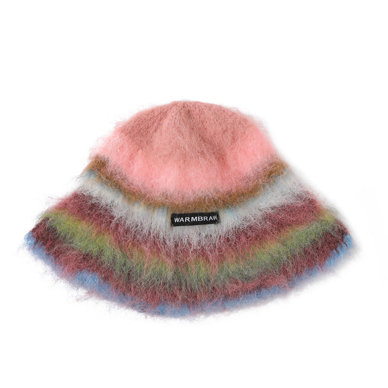 復古彩虹條紋百搭帽