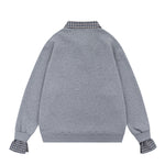 Embroidered fake two piece sweatshirt