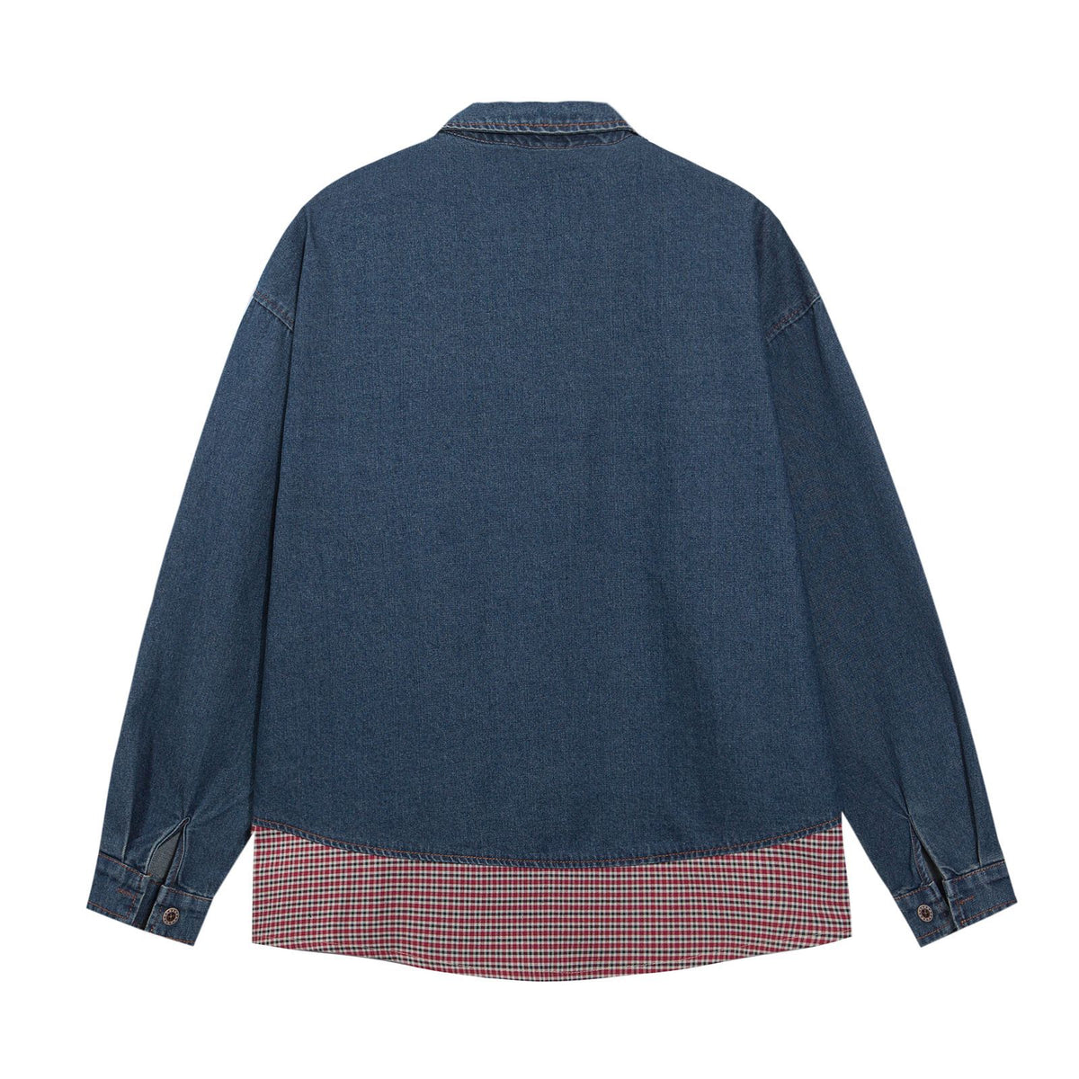 Spliced fake two piece denim shirt