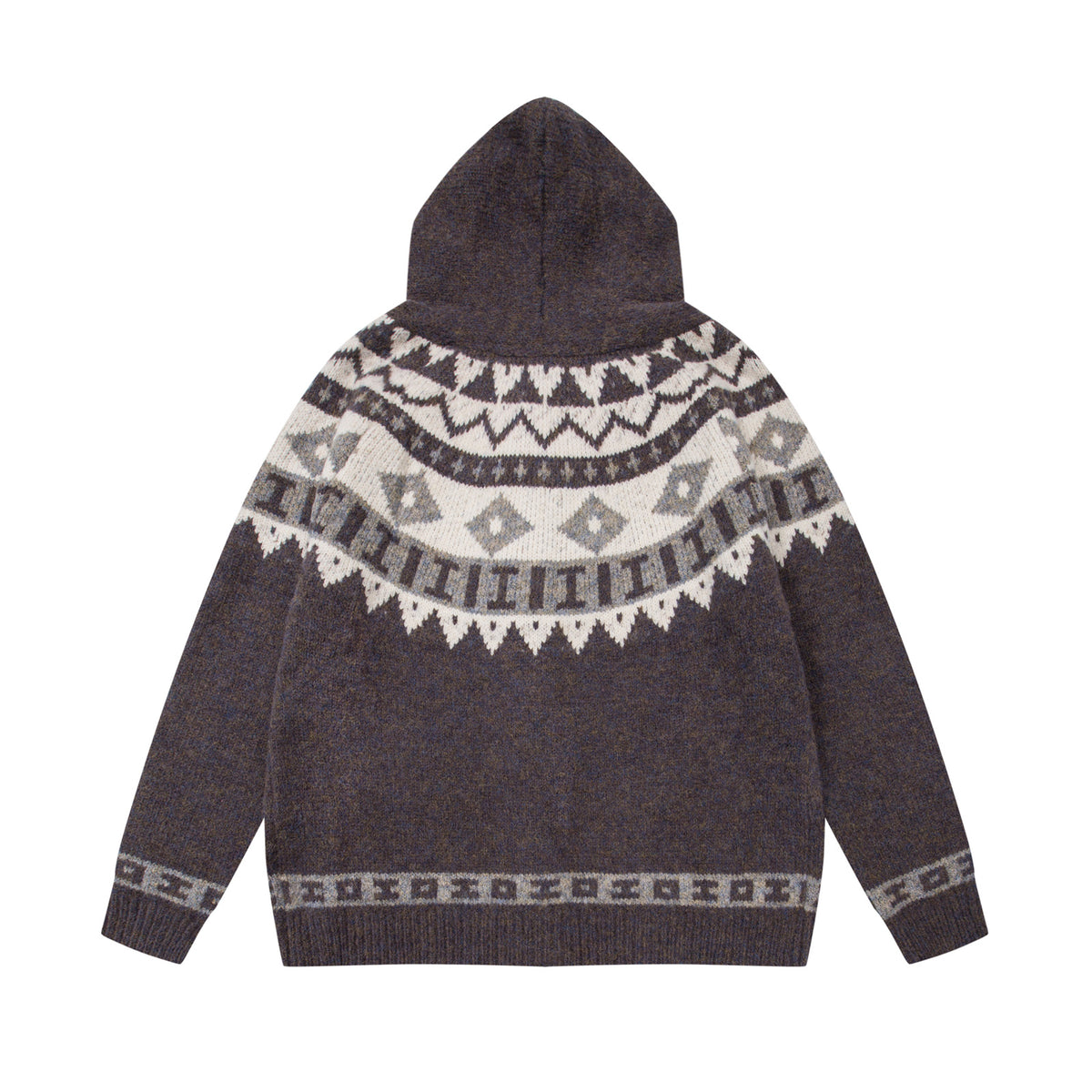 vintage horn button hooded cardigan