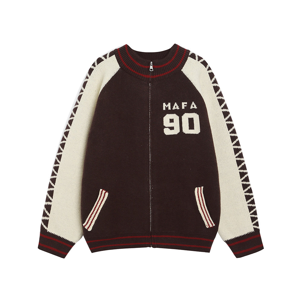 Retro contrast color stitching sweater