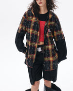 Vintage loose plaid hooded shirt
