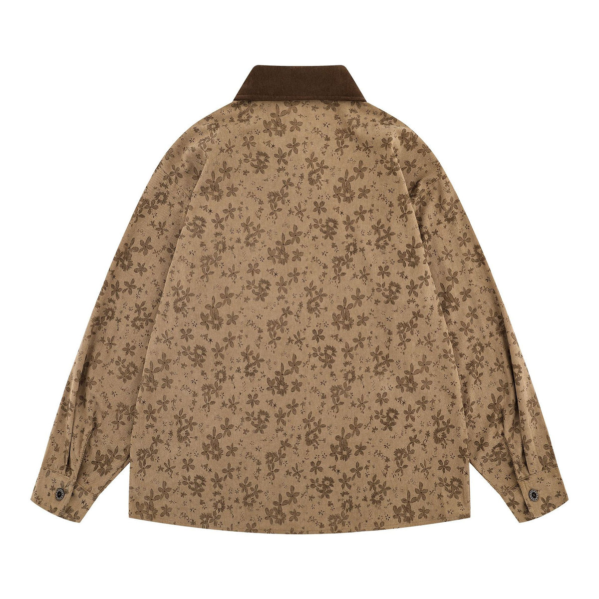 Retro contrast embroidered corduroy shirt