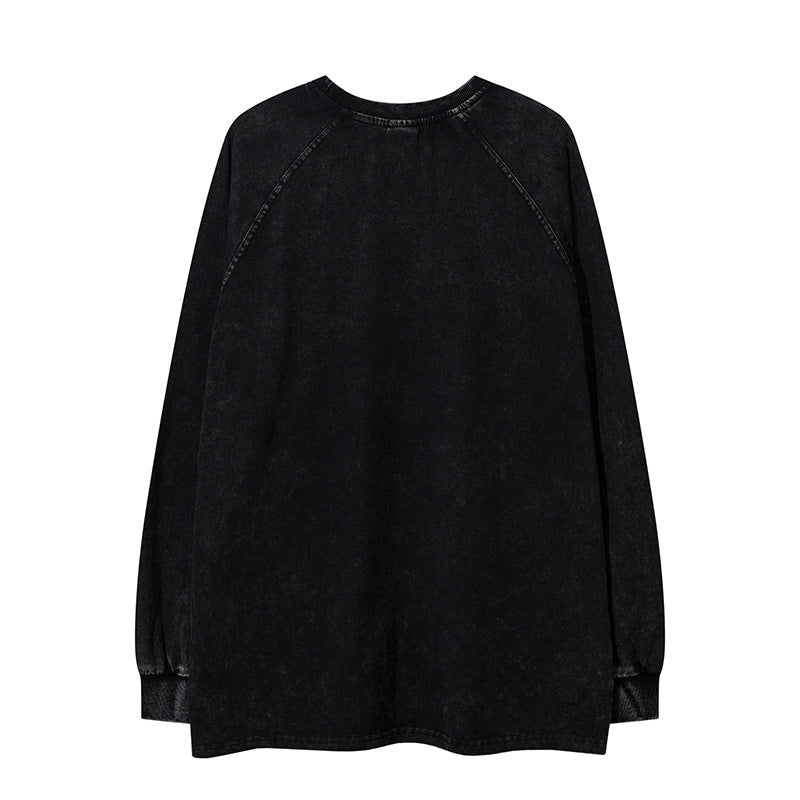 復古做舊字母印花長袖